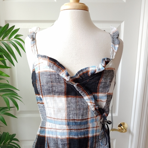 (SOLD) Lulus Multi Plaid Ruffled Wrap Mini Dress - Picture 3 of 10